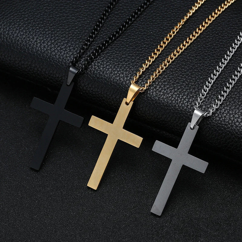 Men's Hip Hop Cross Pendant Necklace - Titanium Steel Material, Durable & Stylish, Easy-Match Accessories