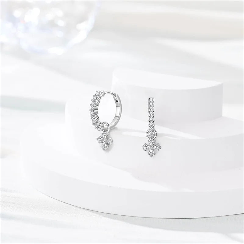 925スターリングシルバーのクラシックな小さなクロスイヤリング、ティーンエイジャーの女性に最適なジュエリーギフト卸売