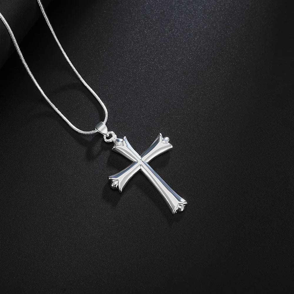 925 sterling Silver Classic cross Pendant Necklace For Women man Luxury Fashion Party Wedding Accessories Jewelry Christmas Gift