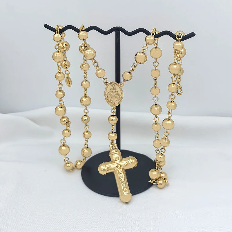 ロザリオネックレス クロスペンダント付き ロングリンクチェーン レディース メンズ 90cm 長さ セーターチェーン ヒップホップ ジュエリー アクセサリー パーティーギフト