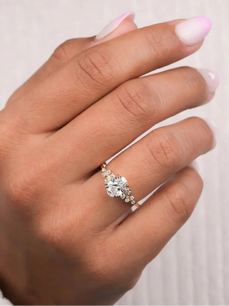 925 Sterling Silver Fashionable Shiny Round Oval Ring For Women Engagement Wedding Luxury High Quality Fine Jewely