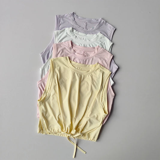 Yoga Suit, Women's Summer Thin Breathable Loose Sports Vest T-shirt Running Training High-end Feeling Temperament Fitness Suit