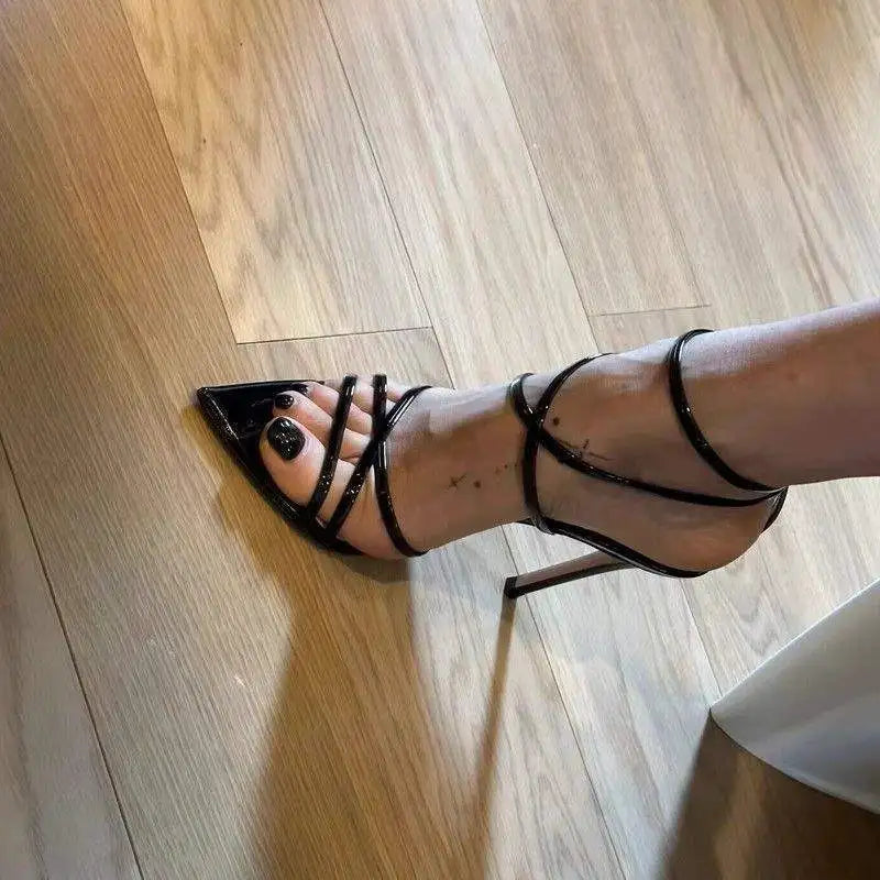 Women's Sandals 2025 new sexy temperament with French stilettos and Roman sandals for women in summer.
