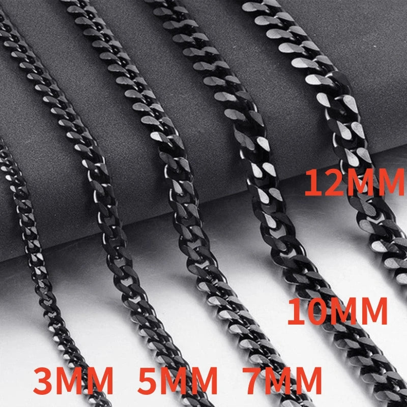 YQ ステンレススチール キューバ キューバリンクチェーンネックレス メンズ ゴスパンクアクセサリー ジュエリー ブラック ゴールド シルバーカラー