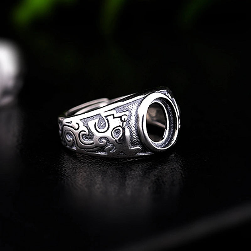 925 Sterling Silver Vintage7x9mm 8x10mm Oval Cabochon Semi Mount Ring Art Nouveau Men Engagement Wedding Ring Antique