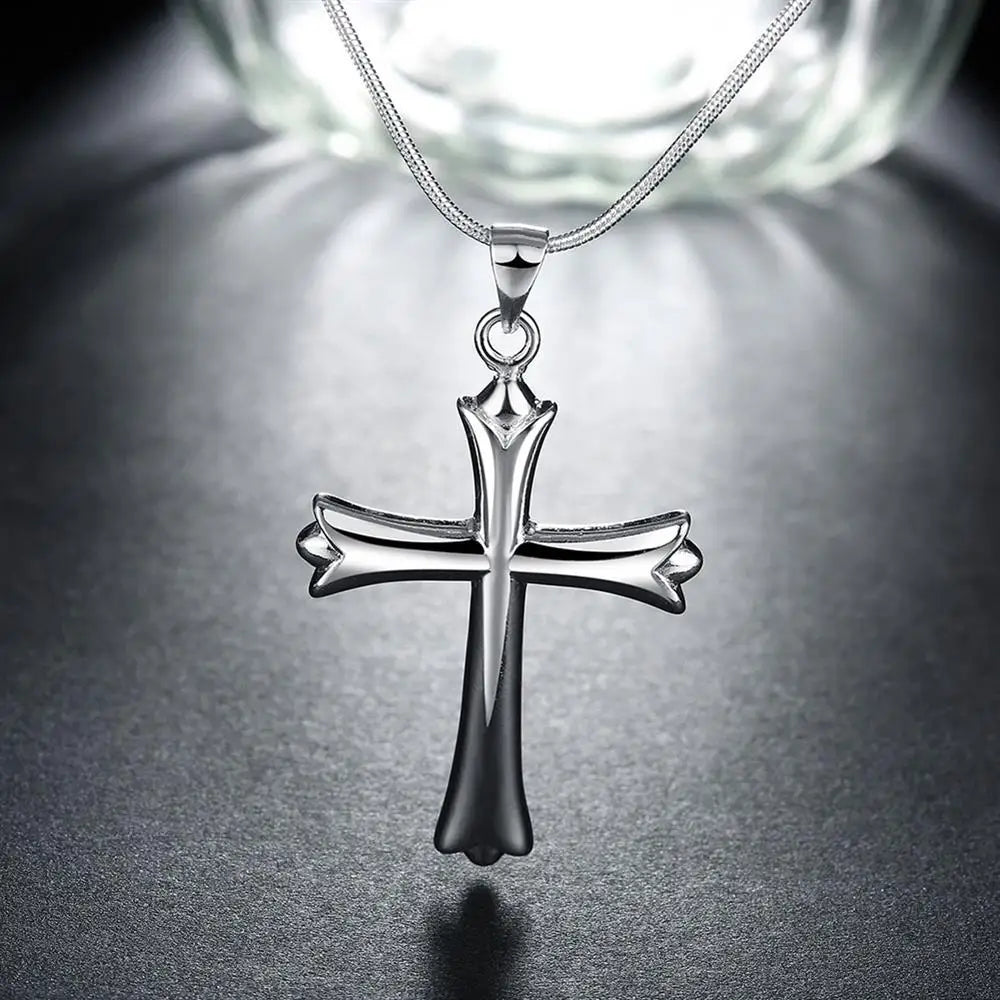 925 sterling Silver Classic cross Pendant Necklace For Women man Luxury Fashion Party Wedding Accessories Jewelry Christmas Gift
