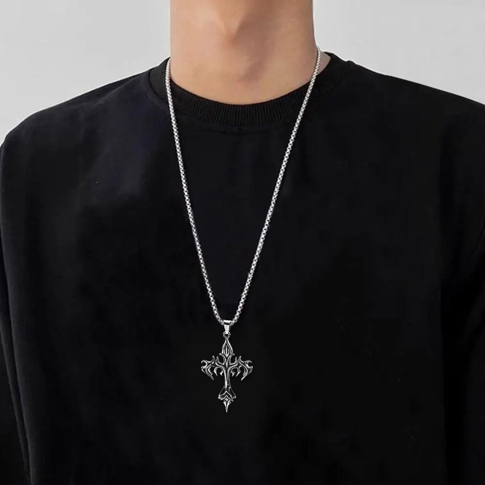 ヒップホップクロスペンダントネックレスユニークなデザインのスチールゴスネックレスファッションジュエリーギフト女性男性