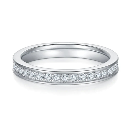 1.5mm Full Moissanite Rings for Women Eternity Wedding Band S925 Sterling Silver D Color Channel Set Lab Diamond Fine Jewelry