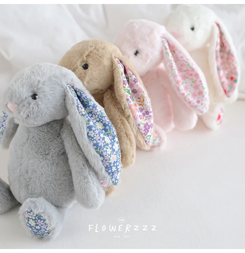 30cm Bonnie Rabbit Floral Ears Plush Toys Cartoon Stuffed Bunny Dolls Children's Room Decor Toy Soft Birthday Gifts For Girl