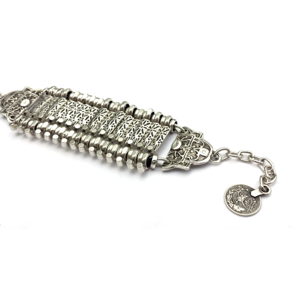 ヴィンテージシルバーゴールドコインブレスレット レディース メンズ ボヘミアン ヒッピー ビーチパーティー アフガニスタン トルコ マルセイユ エスニックブレスレット ジュエリー