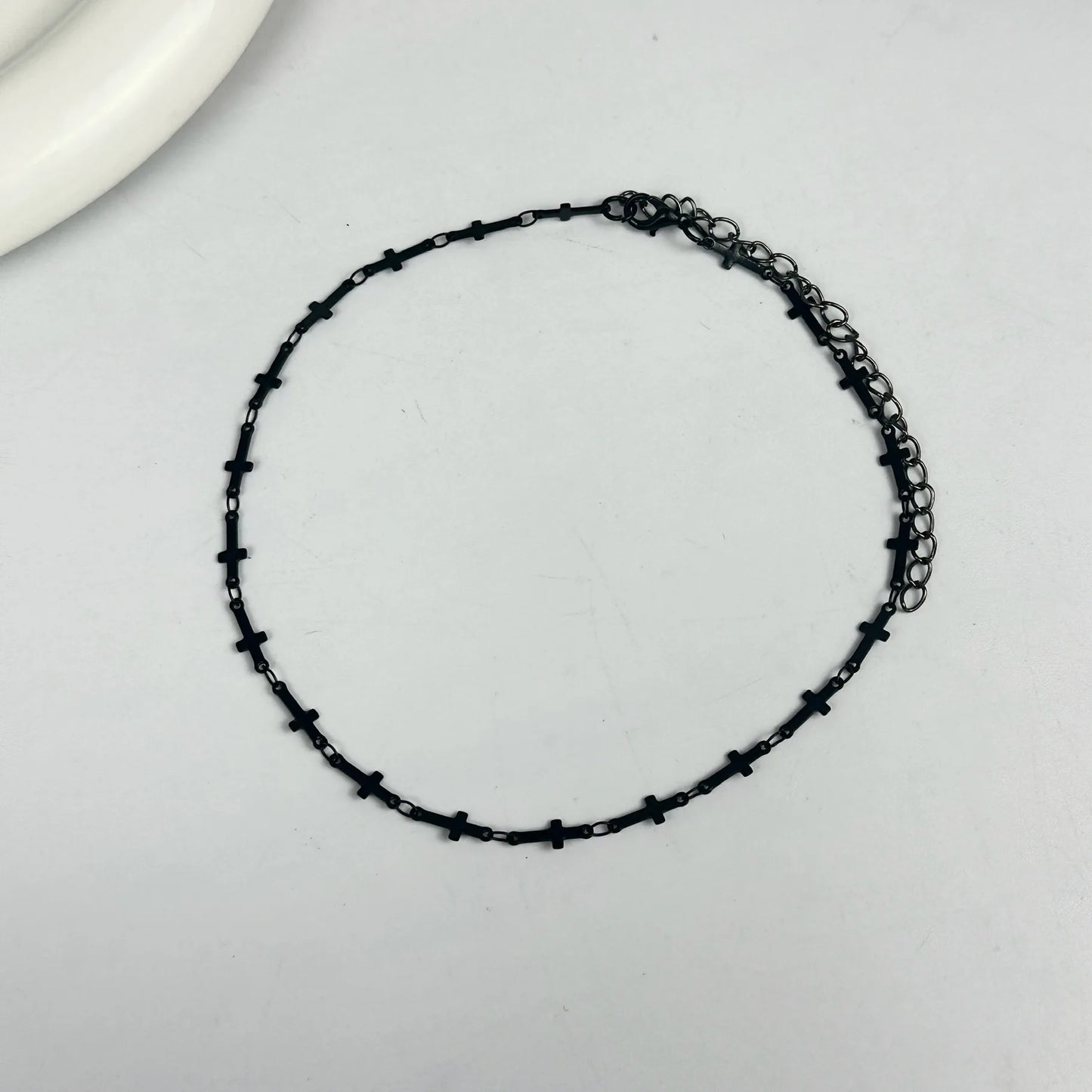 シンプルなヴィンテージブラッククロスチェーンチョーカー。男女兼用。ゴスヒップホップネックレス。パーティーファッションジュエリー。y2k