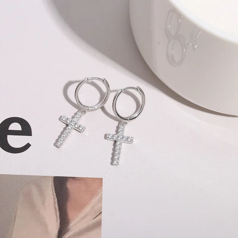 925スターリングシルバークロスイヤリングクリエイティブホットセクシージュエリー女性へのギフトカスタマイズ