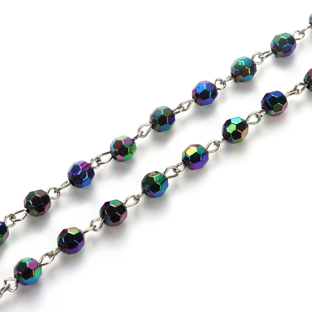 ファッションヴィンテージクロスネックレスロザリオビーズチェーンイエス十字架聖母マリアペンダントチェーンジュエリーネックレス