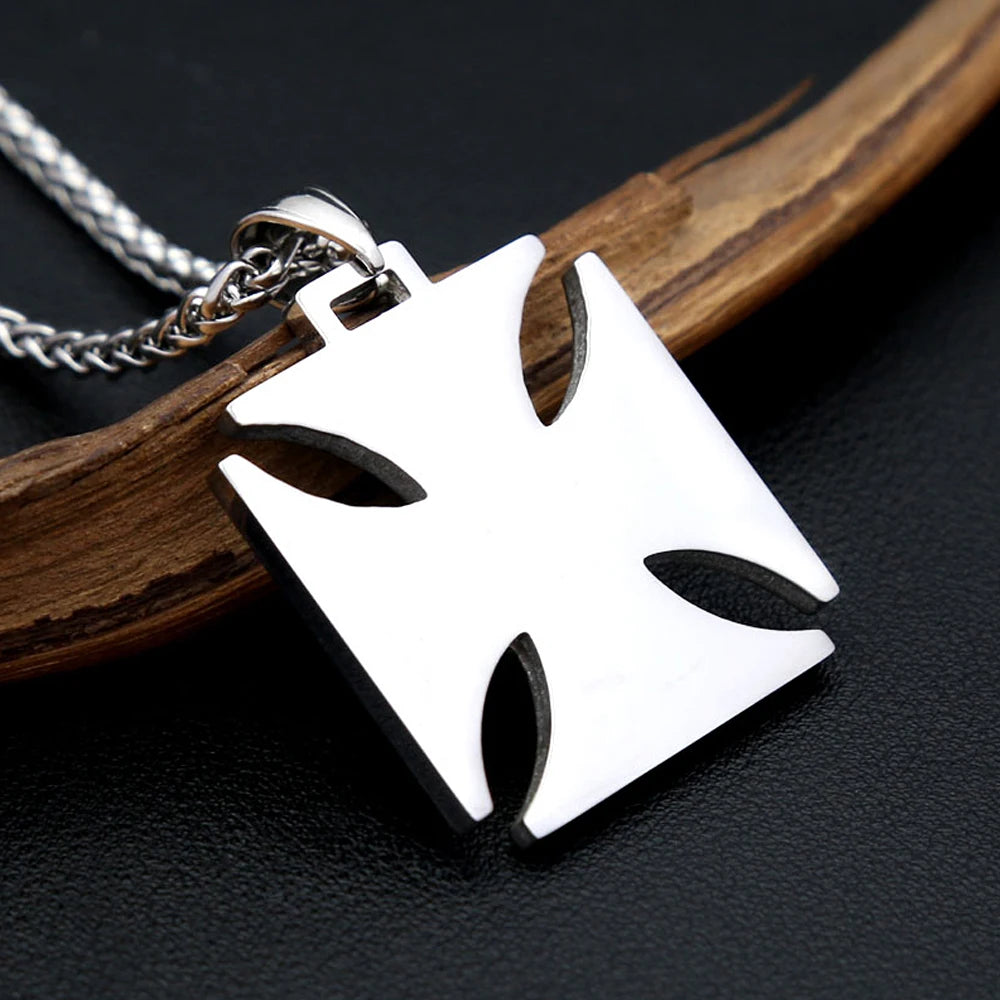 Vintage Classic Cross Pendant Necklace For Men Women Stainless Steel Hip Hop Knights Templar Iron Biker Jewelry Gifts Wholesale