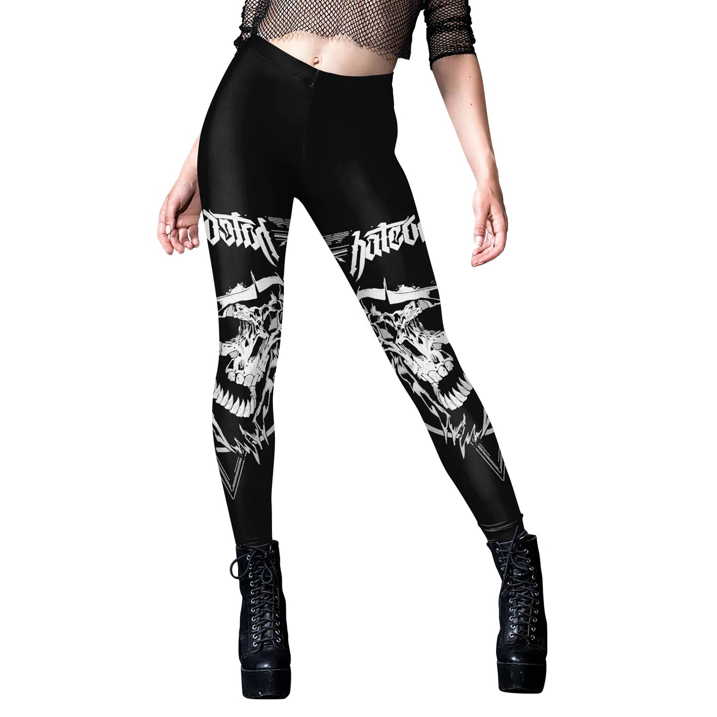 [You're My Secret] Gothic Leggings For Women Ouija Workout Yoga Trousers Pants Dark Black Cat Skull Leggins Devil Satan Leggings