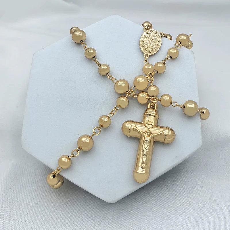 ロザリオネックレス クロスペンダント付き ロングリンクチェーン レディース メンズ 90cm 長さ セーターチェーン ヒップホップ ジュエリー アクセサリー パーティーギフト