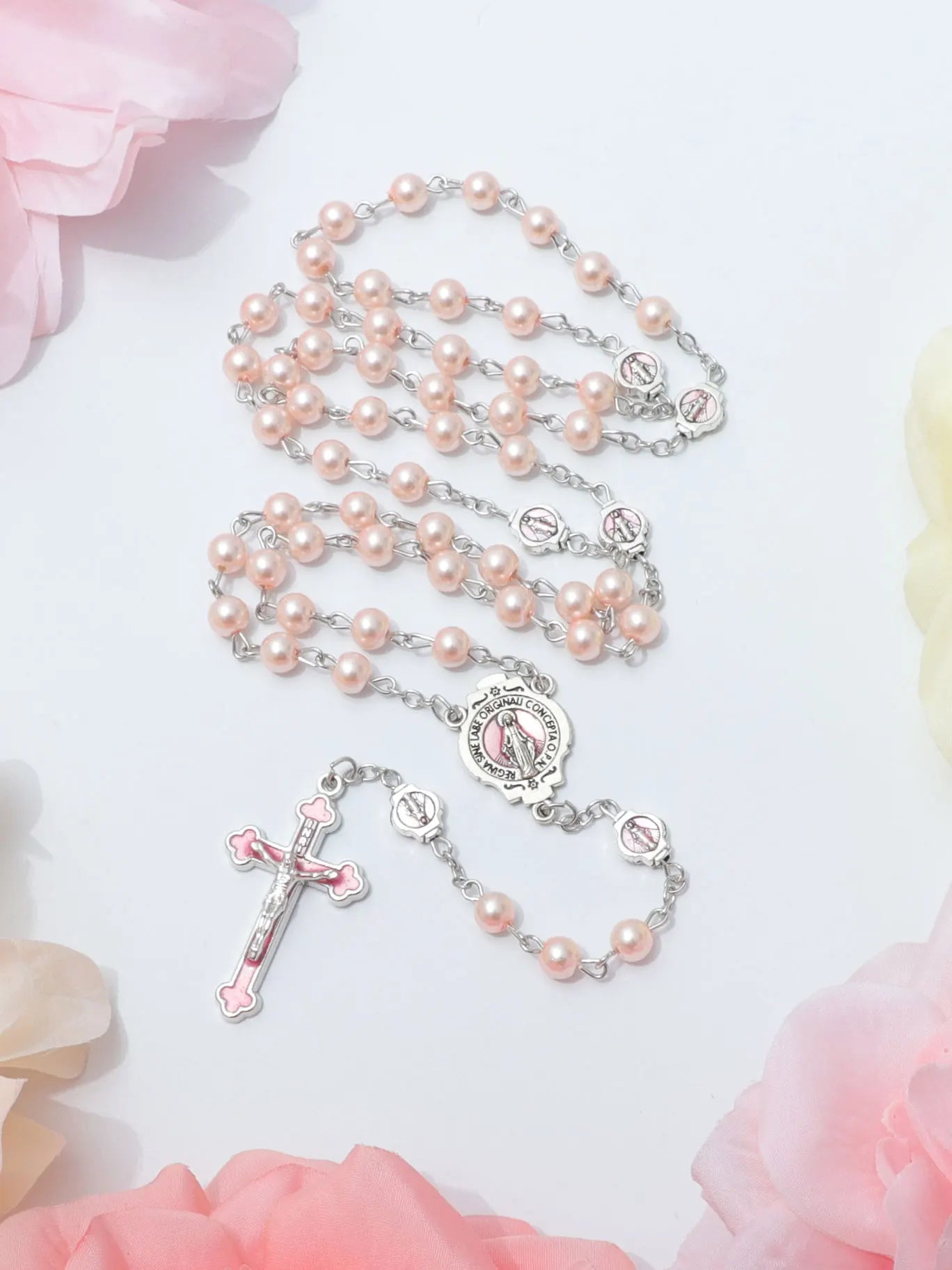 ブルーロザリオネックレス レディース メンズ 祈りビーズ ロングチェーン 宗教的 聖母マリア 十字架ペンダント メンズ パーティー ジュエリー ギフト