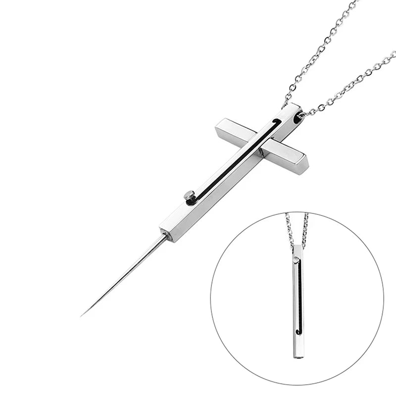 1PCS メタルクロスネックレス メンズ ファッション ジュエリー ペンダント EDC ガジェット 男性 女性 ギフト マルチツール