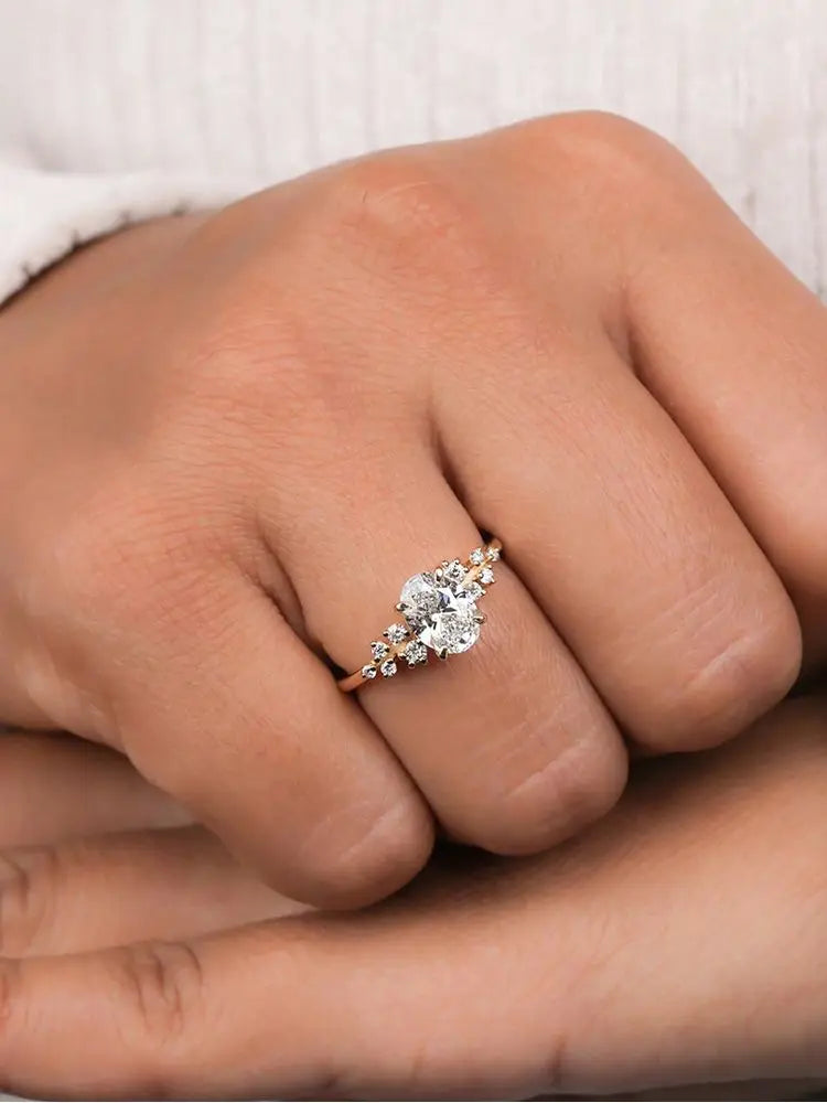 925 Sterling Silver Fashionable Shiny Round Oval Ring For Women Engagement Wedding Luxury High Quality Fine Jewely