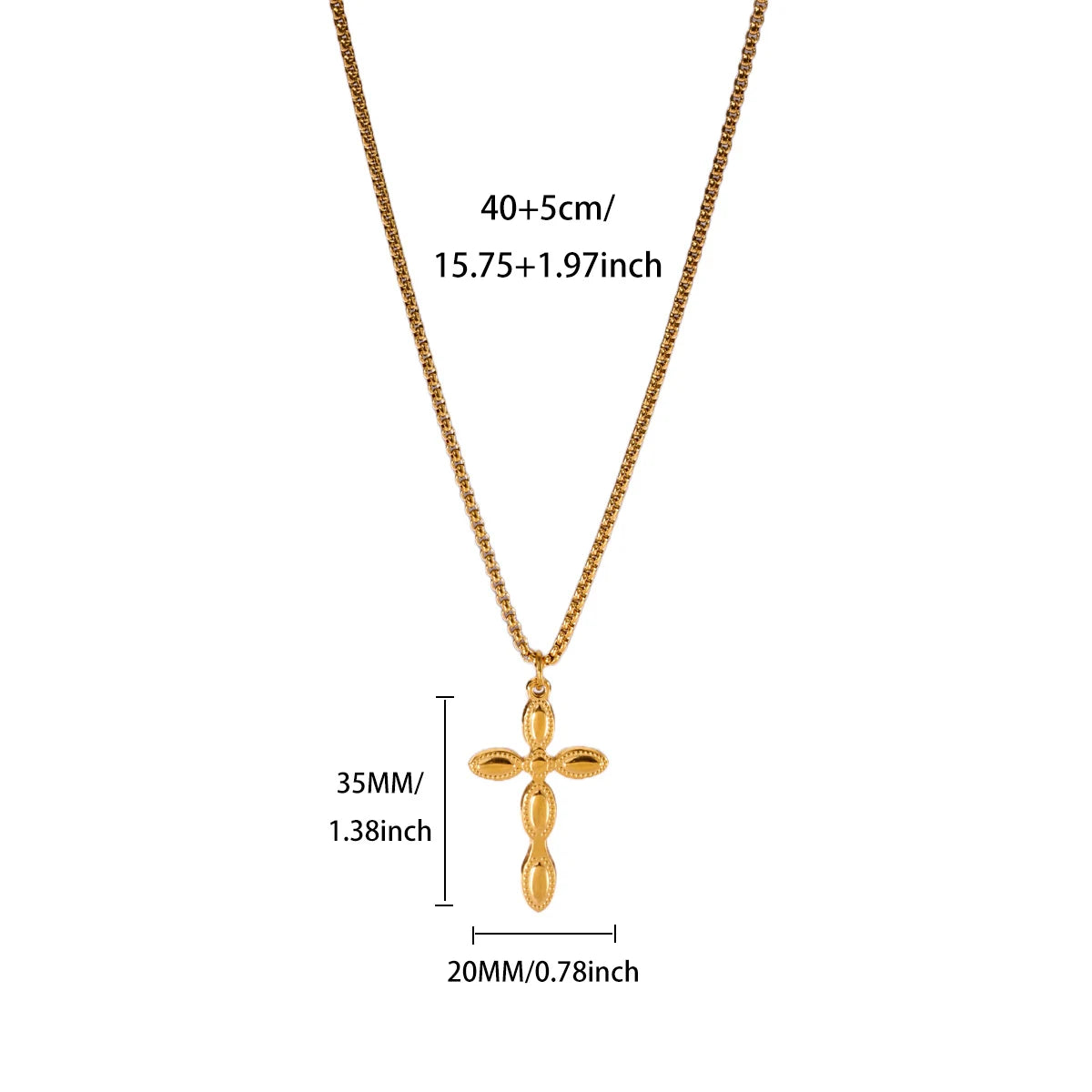 ゴシッククロスネックレス レディース メンズ 18Kゴールドメッキ ステンレススチール クロスペンダントネックレス ヴィンテージ 宗教的 美的ジュエリー