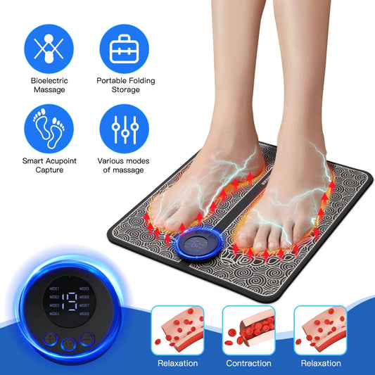 Electric EMS Foot Massager Pad Relief Pain Relax Feet Acupoints Massage Mat Shock Muscle Stimulation Improve Blood Circulation