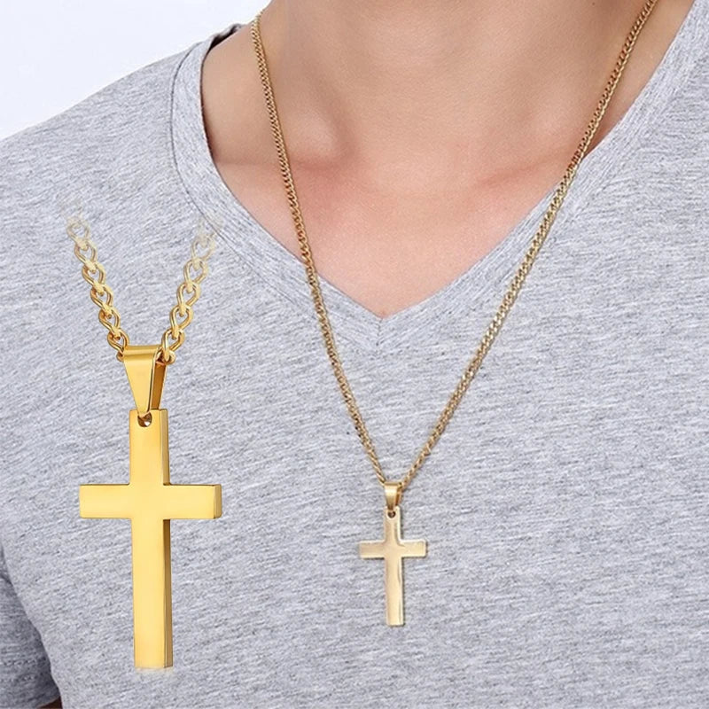 Men's Hip Hop Cross Pendant Necklace - Titanium Steel Material, Durable & Stylish, Easy-Match Accessories