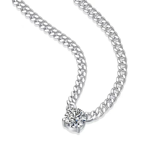 Lycfn 1/2/3ct Moissanite Colorful Cuban Chain 925 Sterling Silver 18k Gold Plated With GAR Necklace for Women Men Fine Jewelry
