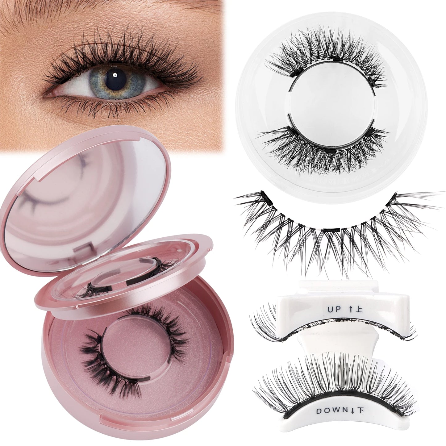 ウェンディラッシュ マグネットまつげ 2ペア ハンドメイド 3D ミンクまつげ 再利用可能 つけまつげセット マグネットピンセットセット メイクアップ