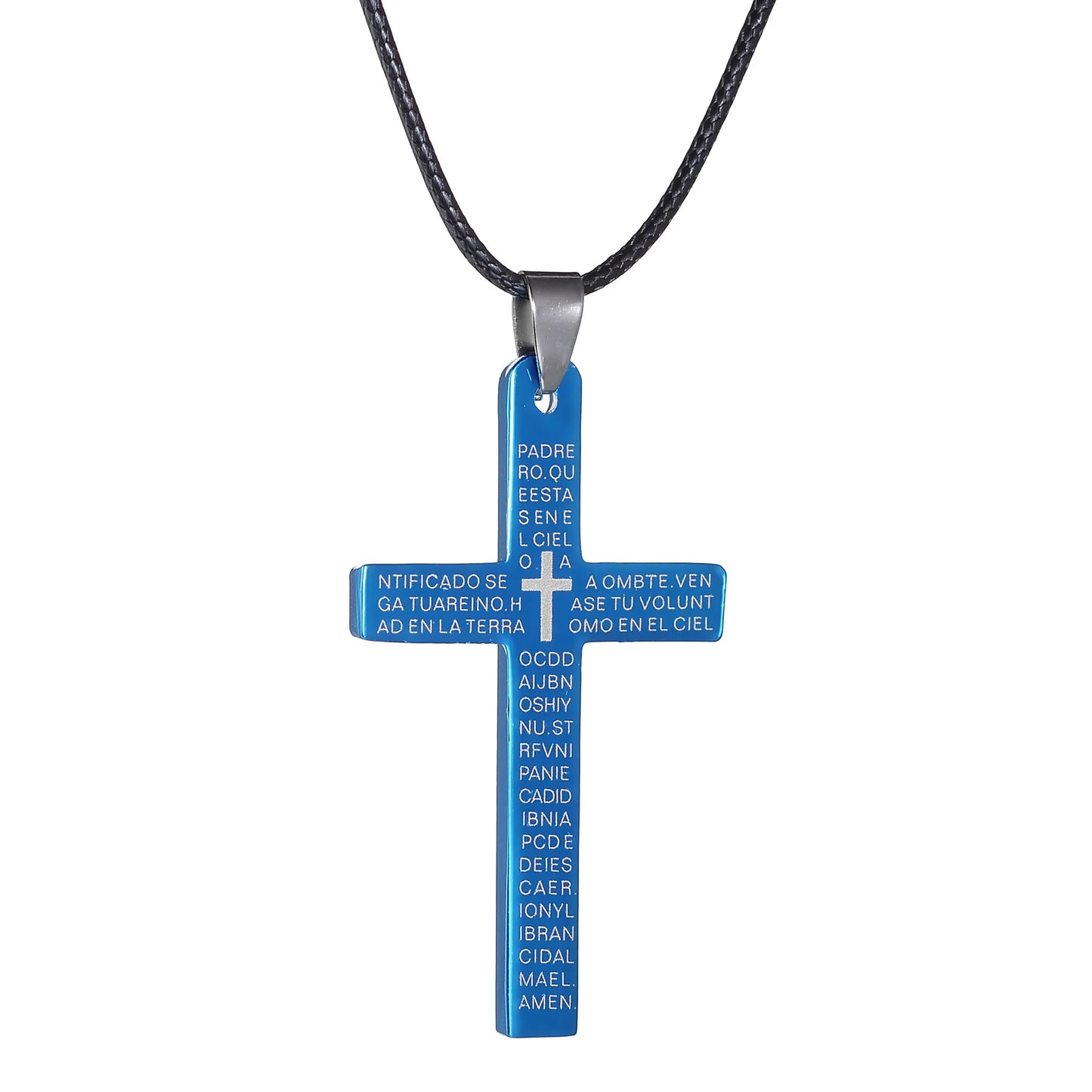 ステンレススチール製クロスペンダントネックレス メンズ レディース ミニマリストジュエリー 男性 女性用 ネックレス チョーカー ブルーカラー