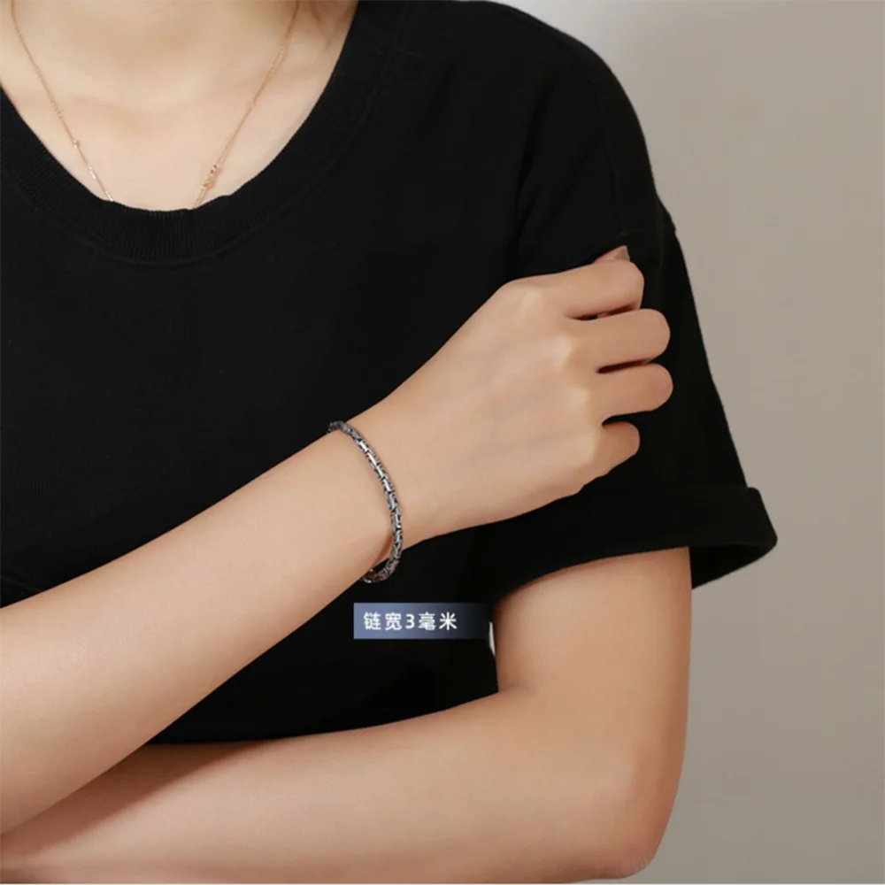 オリジナル 925 スターリングシルバー ブレスレット メンズ レディース オム ビザンチン リンク メンズブレスレット ファム ドゥ リュクス ジュエリー マネー