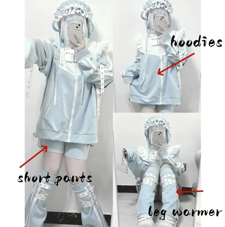 日本のサブカルチャーステッチパッチワークパーカー レディース 2024年秋 フリルエッジ 原宿系 Y2K パーカー 2000年代風 ルーズジッパー スウェットシャツ