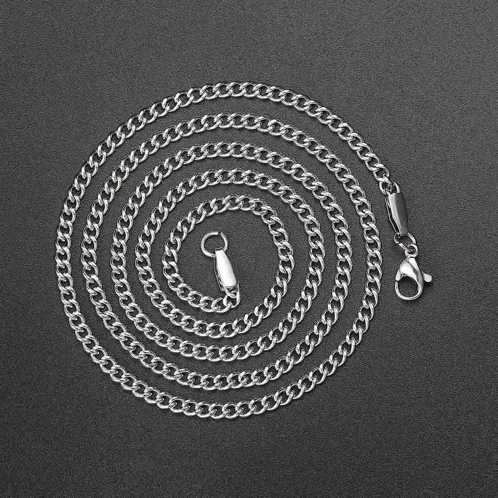 メンズ キューバンチェーンネックレス 3/5mm 60cm ステンレススチール ミニマリスト シルバーカラー ファッション ヒップホップ ジュエリー トレンド アクセサリー ギフト