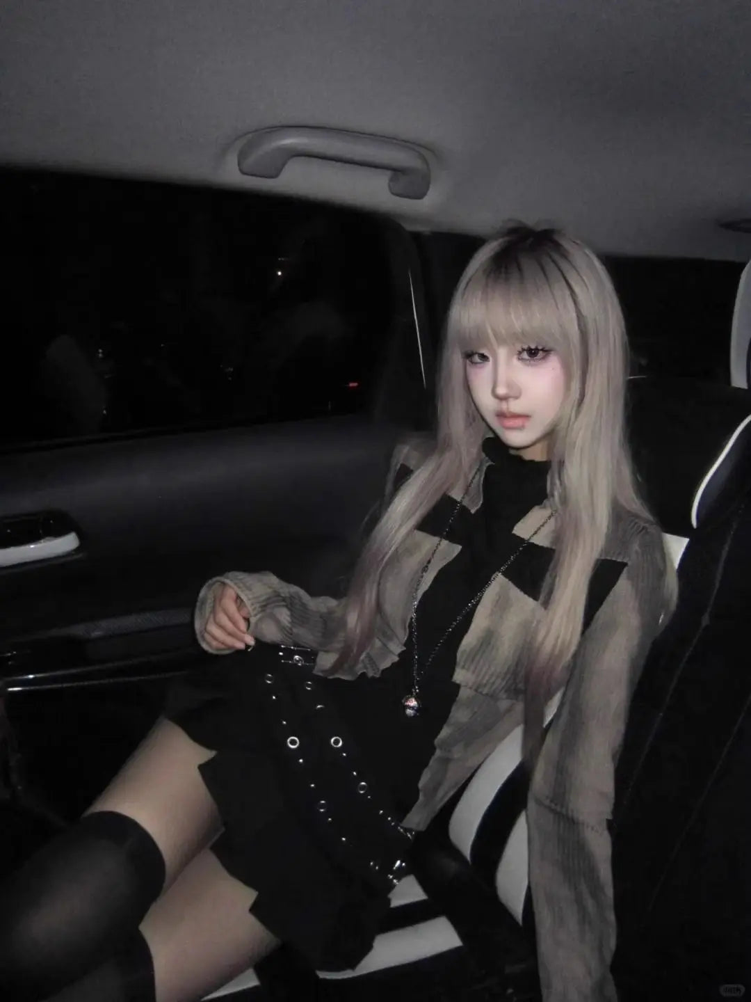 Y2Kサブカルチャークロススリム長袖Tシャツニットローウエストプリーツスカートスモールミレニアルスパイスガールスーツ