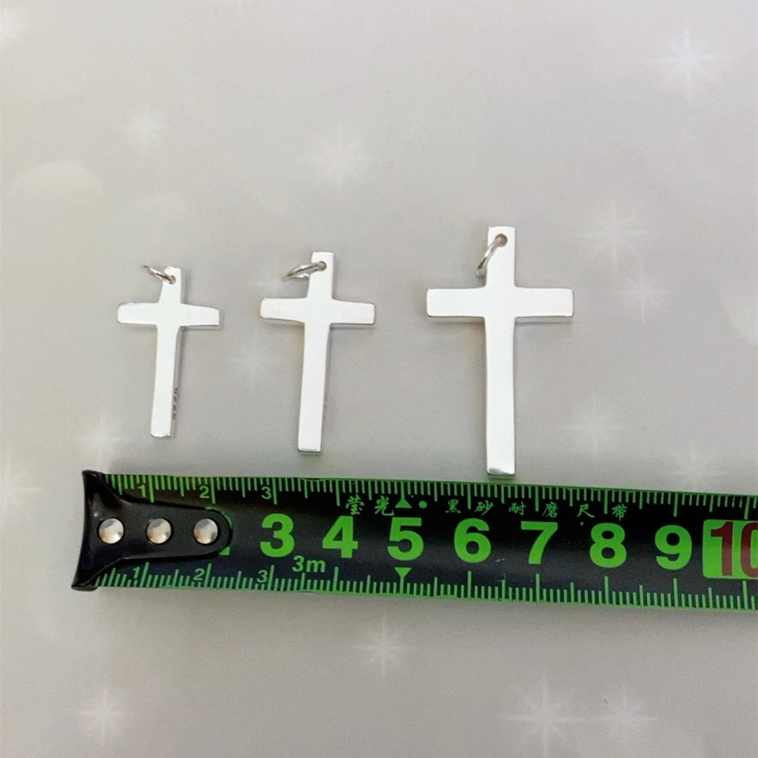 Real Solid 925 Silver Cross Pendant for Men Women Minimalist High Polished Fashion Classic Jesus Christian Prayer Jewelry
