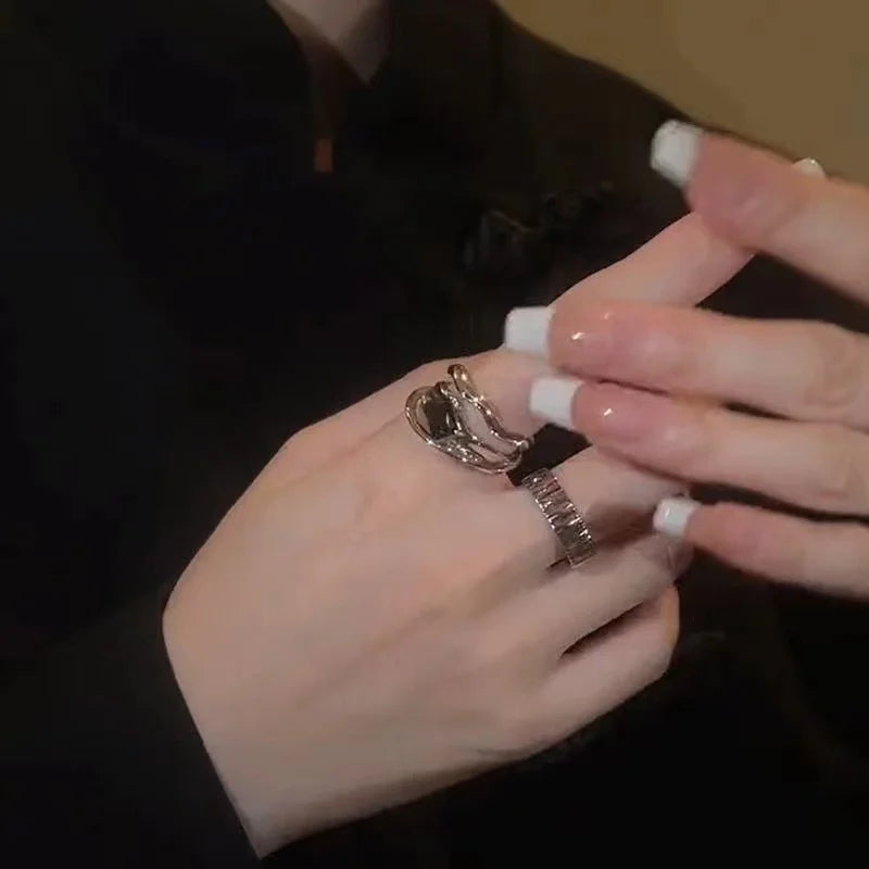 ヴィンテージ シルバーメッキ クロスリングセット レディース ゴシック パンク スチームパンク バタフライリングセット パーティー ファッション ジュエラー
