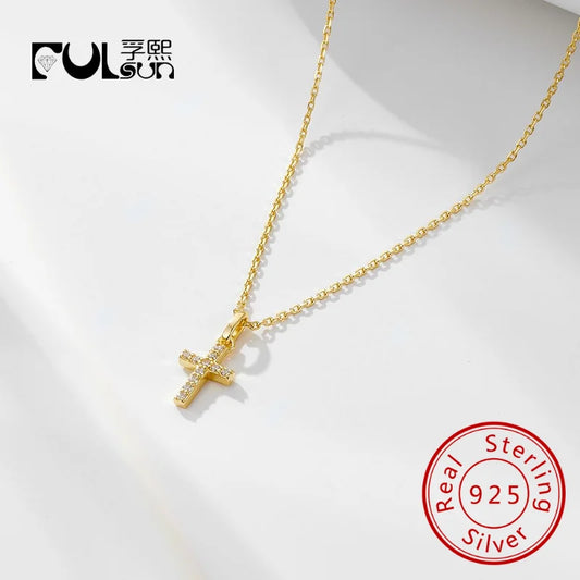 Delicate Cross 925 Sterling Silver Pendant Necklace Adjustable