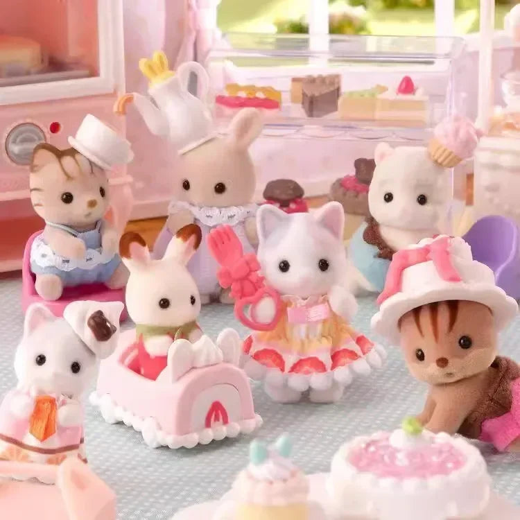Sylvanian Families Baby Shopping Cake Party Forest Custom Blind Box Baby Mini Toys Kawaii Ternurines Collection  Birthday Gift