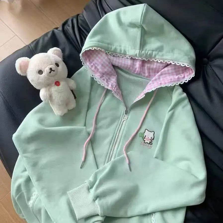 アメリカンヴィンテージ 日本製ジャケット フード付き レディース 2025年秋冬 コットンコート アウターデザイン サブカルチャー ゴシック スウェットシャツ 原宿