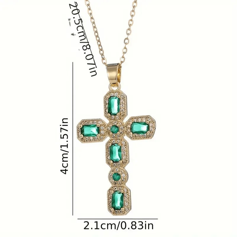 ヨーロッパとアメリカのレトロヒップホップクロスネックレスジュエリー、男女カップル向け、カラフルなペンダント鎖骨チェーン