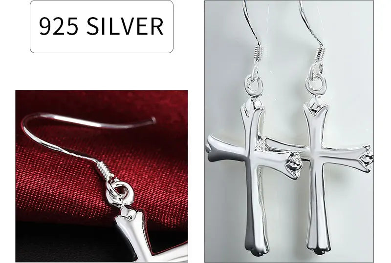 42MM 925スターリングシルバー 絶妙なクロスイヤリング ファッション レディース グラマー パーティー ジュエリー ギフト ヒップホップ パンク イヤリング