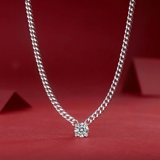 Lycfn 1/2/3ct Moissanite Colorful Cuban Chain 925 Sterling Silver 18k Gold Plated With GAR Necklace for Women Men Fine Jewelry