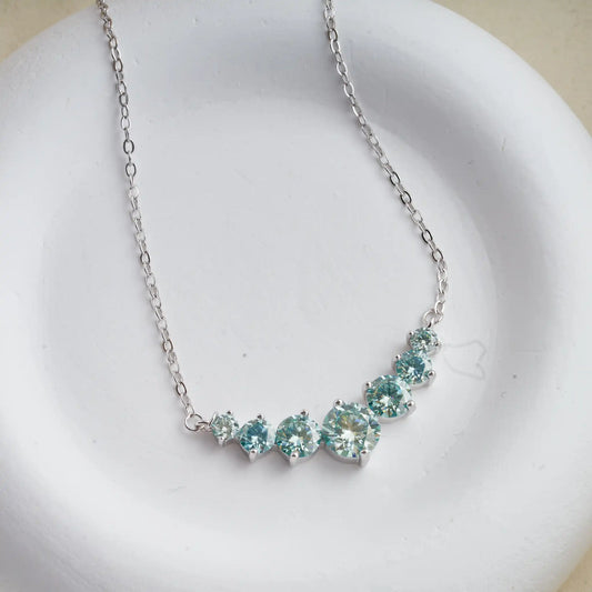 Real 1.7/2.8/5cttw Full Moissanite bluegreen Pendant Necklace for Women S925 Silver lab Diamond Chain Necklaces fine Jewelry