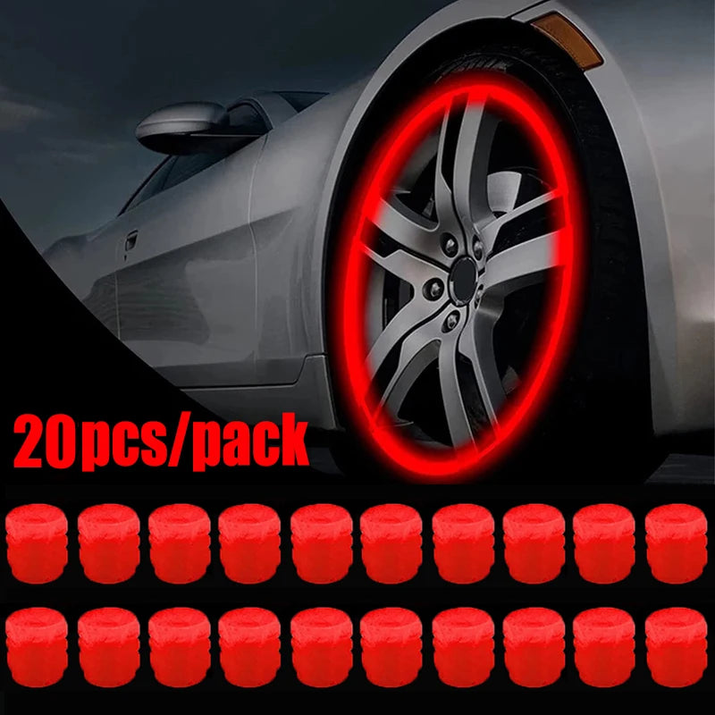 1-20Pcs Car Luminous Tire Valve Cap Motorcycle Bike Wheel Nozzle Night Glowing Fluorescent Decor Tyre Valve Stem Luminous Caps