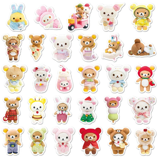 Cute Rilakkuma Stickers 54 Pieces Set Anime Cartoon Bear Kawaii Scrapbooking Sticker Book Decor Waterproof
