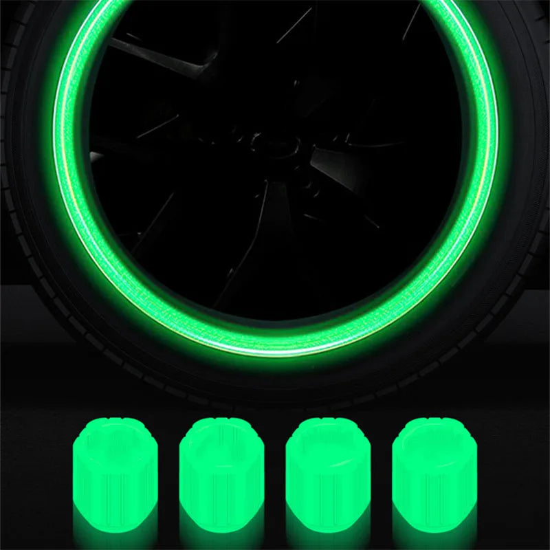 4-20PCS Luminous Car Tire Valve Cap Fluorescent Night Glowing Decor Motorcycle Bike Wheel Nozzle Dustproof Tyre Valve Stem Caps