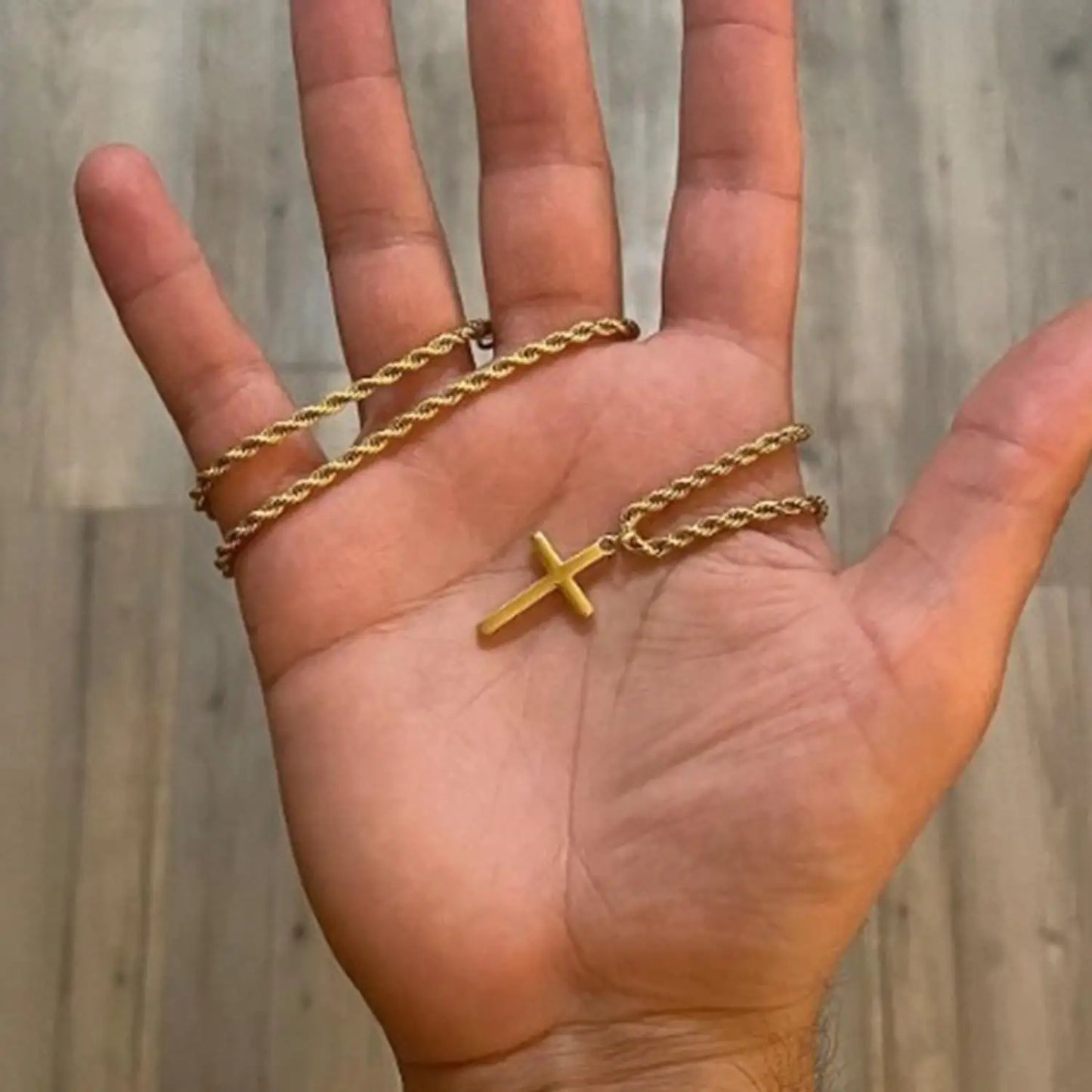 Stainless Steel Cross Pendant Necklace for Men Boys 18K Gold Plated Silver Simple Twisted Chain Fashionable Jewelry Beach Party