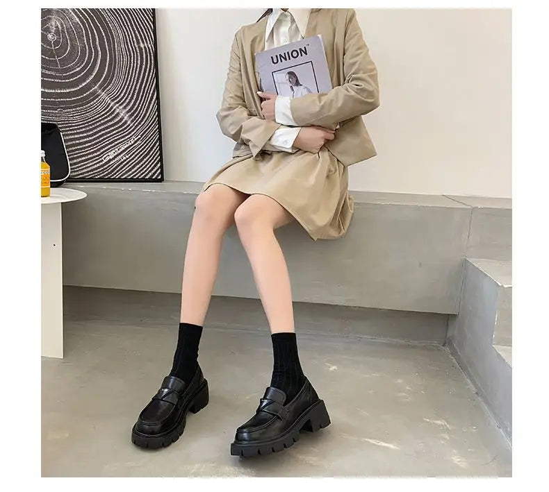 Women's Summer Footwear Loafers Shoes for Woman 2024 Office Round Toe Black Low Heel Elegant with Discount Genuine Mark Stylish