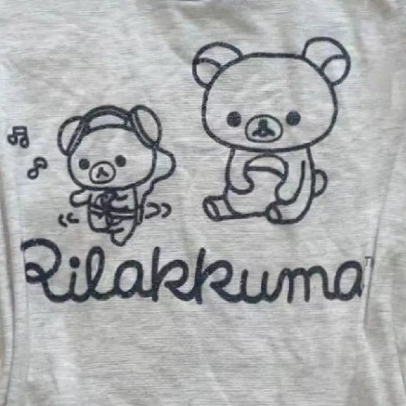 レディース かわいいフェイクツーTシャツ 日本のレトロサブカルチャー グレーTシャツ 人気のかわいい漫画プリントTシャツ 女性用 原宿系 スイートトップ