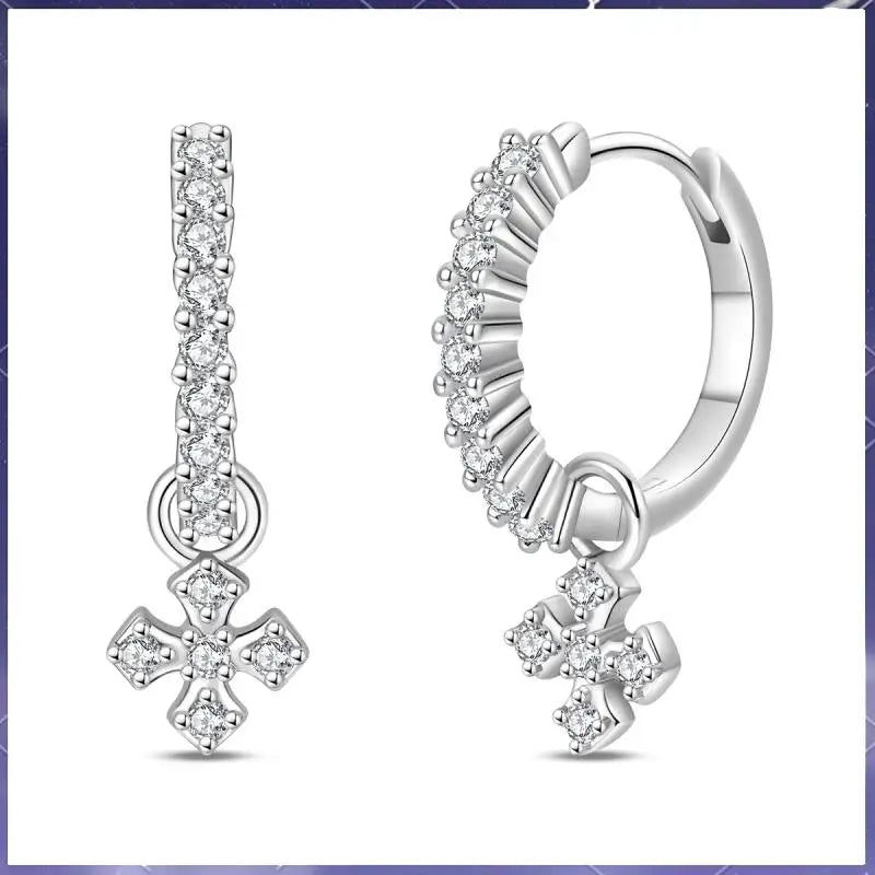 925スターリングシルバーのクラシックな小さなクロスイヤリング、ティーンエイジャーの女性に最適なジュエリーギフト卸売