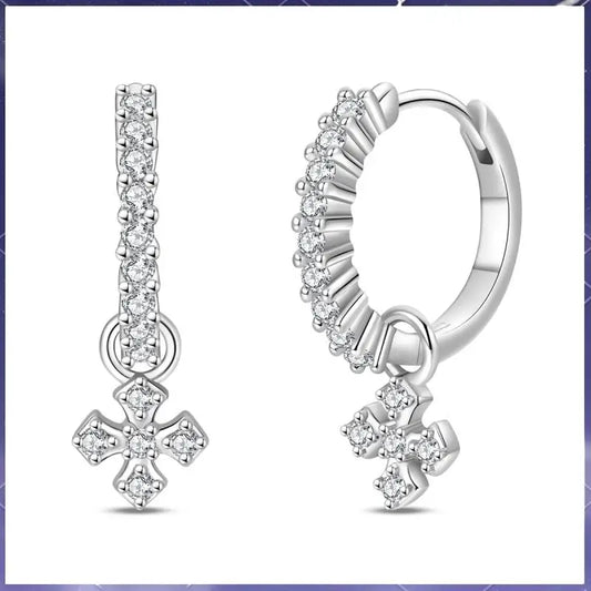 925スターリングシルバーのクラシックな小さなクロスイヤリング、ティーンエイジャーの女性に最適なジュエリーギフト卸売